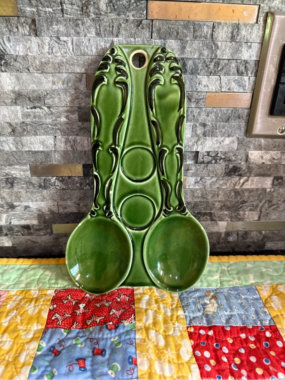 Vintage Granny Core Double Spoon Spoon Rest or Hanging Decor